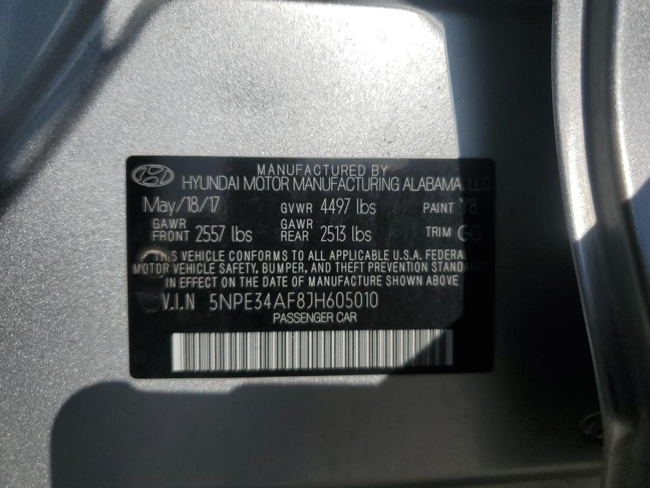 VIN 5NPE34AF8JH605010 2018 HYUNDAI SONATA no.13