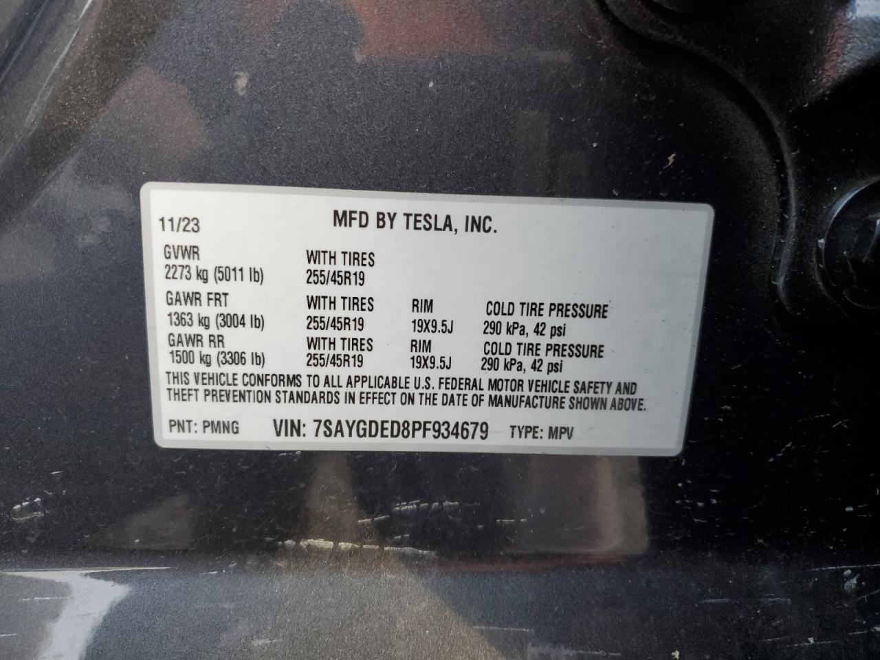 VIN 7SAYGDED8PF934679 2023 TESLA MODEL Y no.13