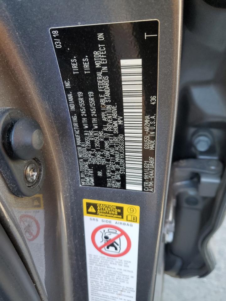 2018 Toyota Highlander Se VIN: 5TDJZRFHXJS850390 Lot: 82162894