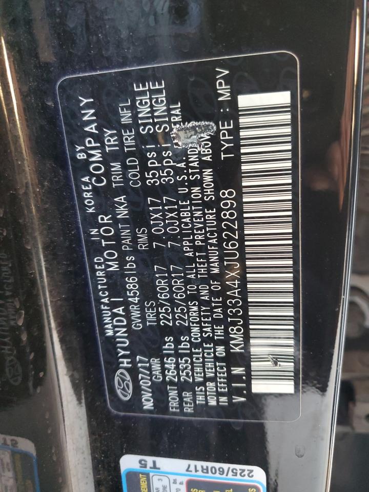 2018 Hyundai Tucson Sel VIN: KM8J33A4XJU622898 Lot: 85549074