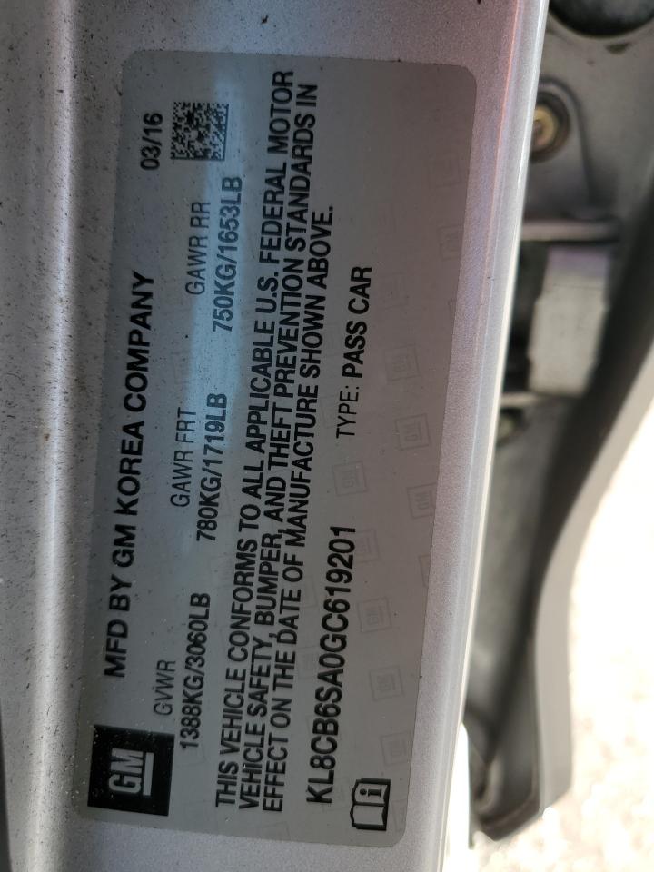 2016 Chevrolet Spark Ls VIN: KL8CB6SA0GC619201 Lot: 83816914