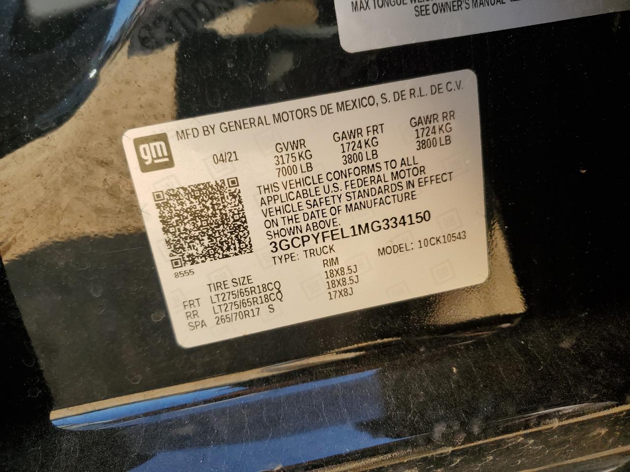 2021 Chevrolet Silverado K1500 Lt Trail Boss VIN: 3GCPYFEL1MG334150 Lot: 83020934