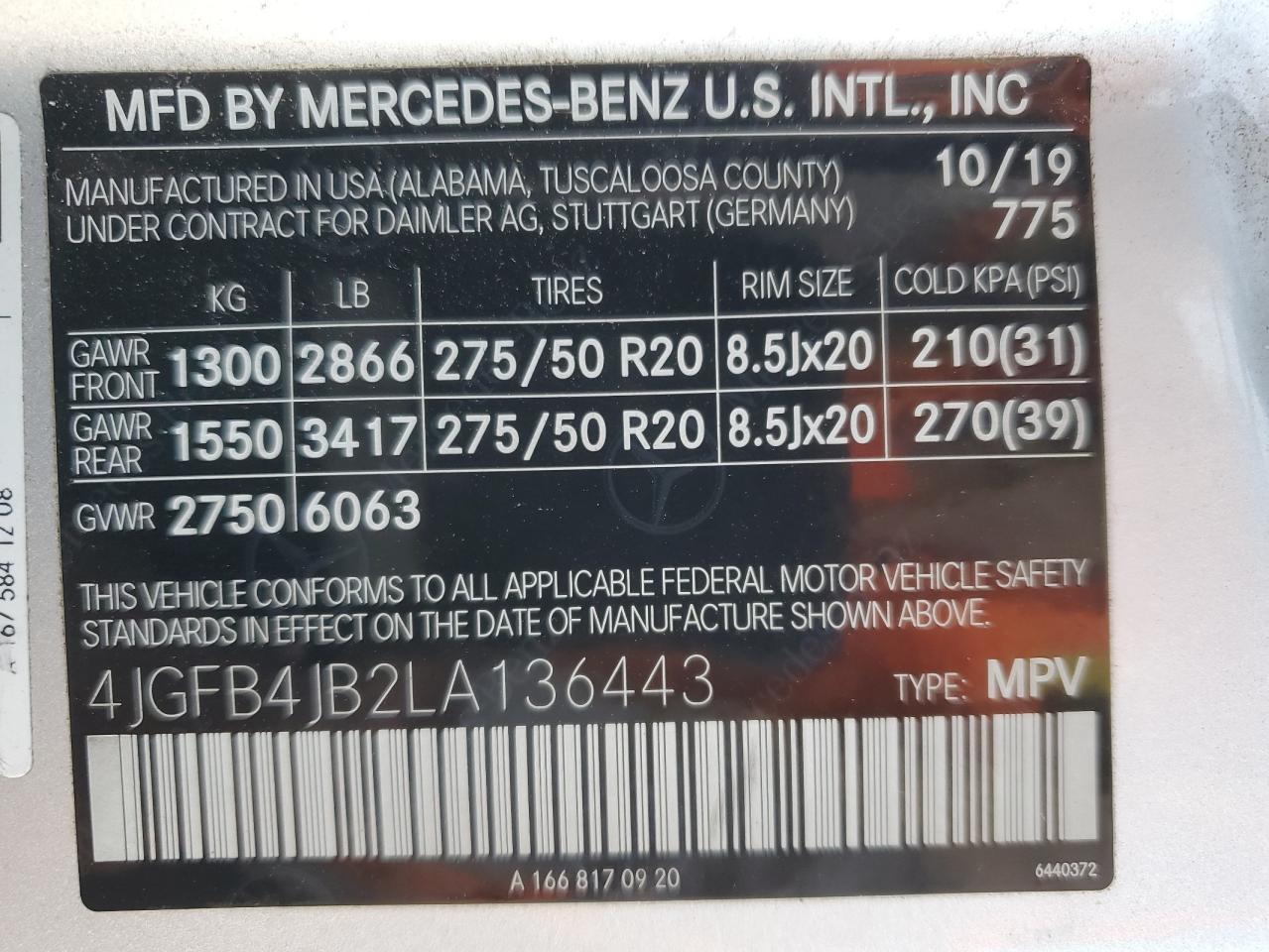 VIN 4JGFB4JB2LA136443 2020 MERCEDES-BENZ GLE-CLASS no.13