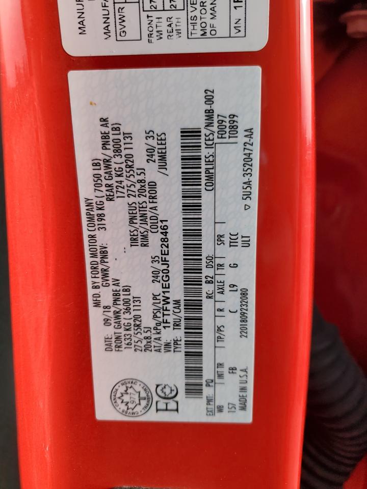 2018 Ford F150 Supercrew VIN: 1FTFW1EG0JFE28461 Lot: 86499304