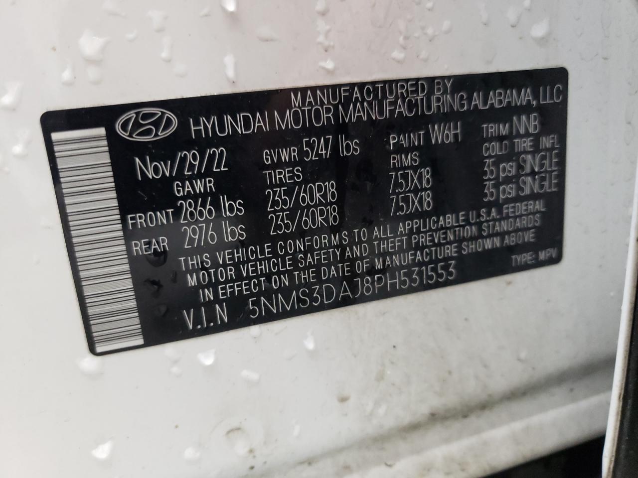 VIN 5NMS3DAJ8PH531553 2023 HYUNDAI SANTA FE no.14