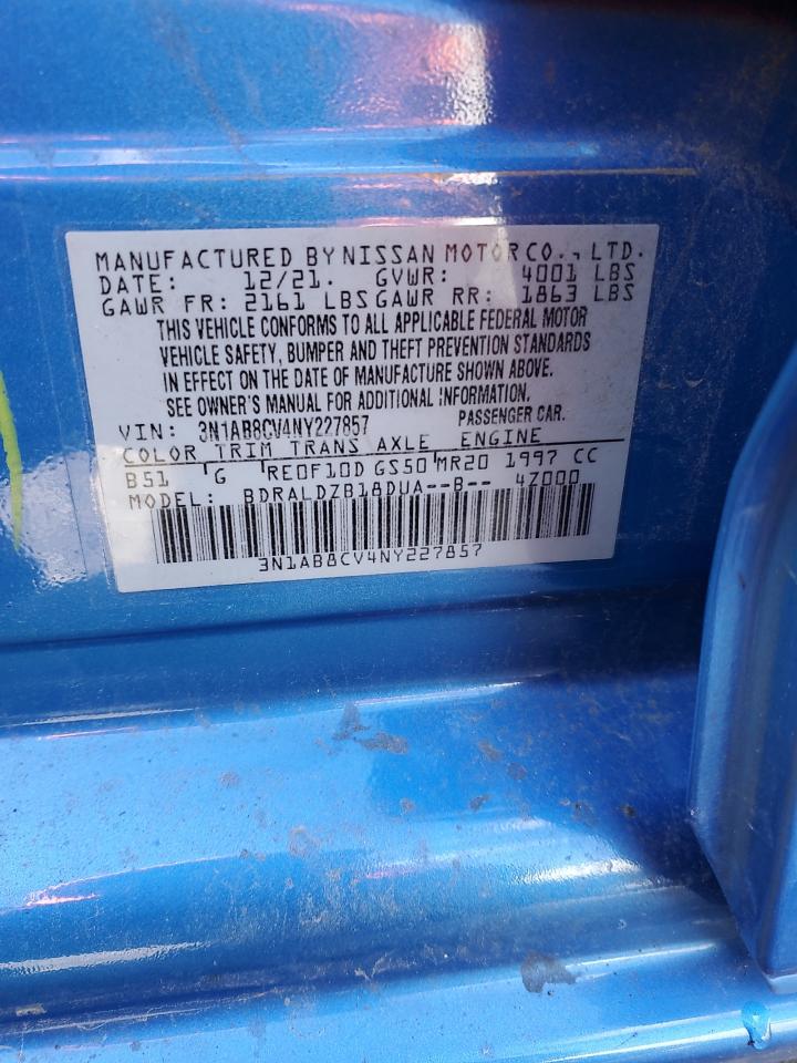 2022 Nissan Sentra Sv VIN: 3N1AB8CV4NY227857 Lot: 83596794