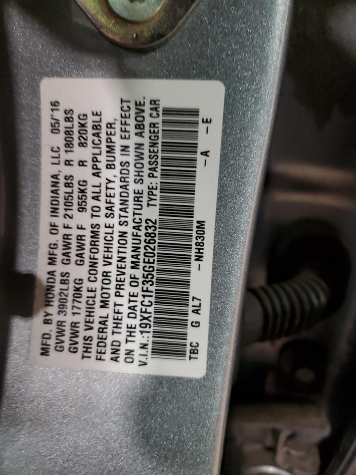 VIN 19XFC1F35GE026832 2016 HONDA CIVIC no.13