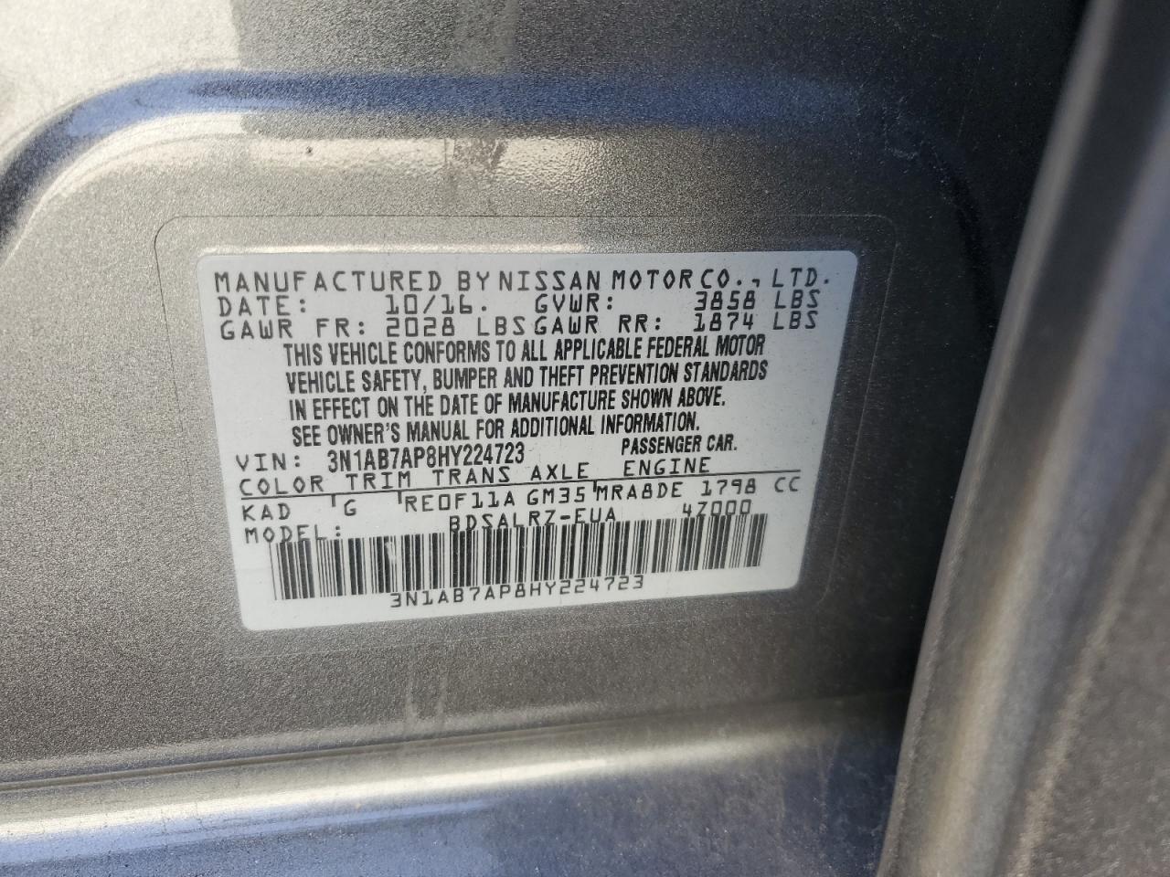 VIN 3N1AB7AP8HY224723 2017 NISSAN SENTRA no.12