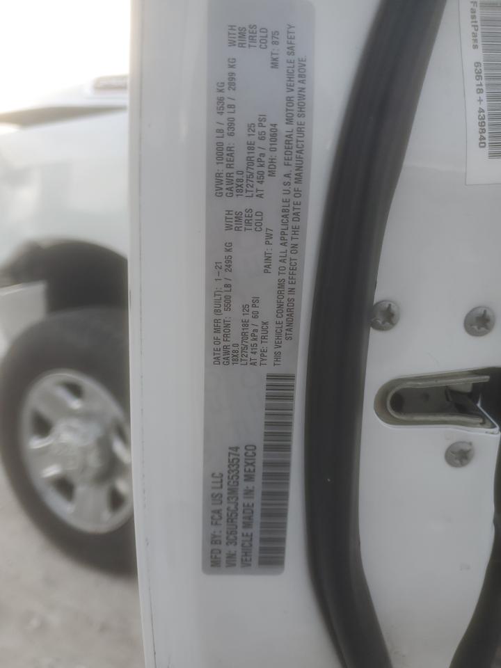 2021 Ram 2500 Tradesman VIN: 3C6UR5CJ3MG533574 Lot: 85583314