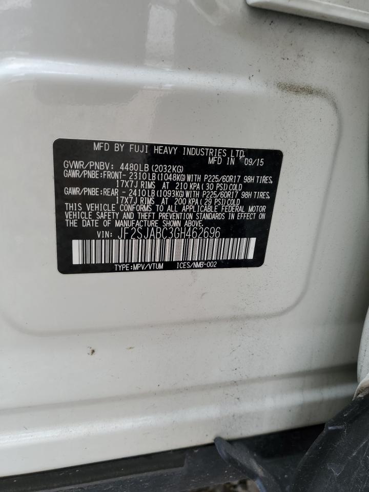 2016 Subaru Forester 2.5I VIN: JF2SJABC3GH462696 Lot: 85001654