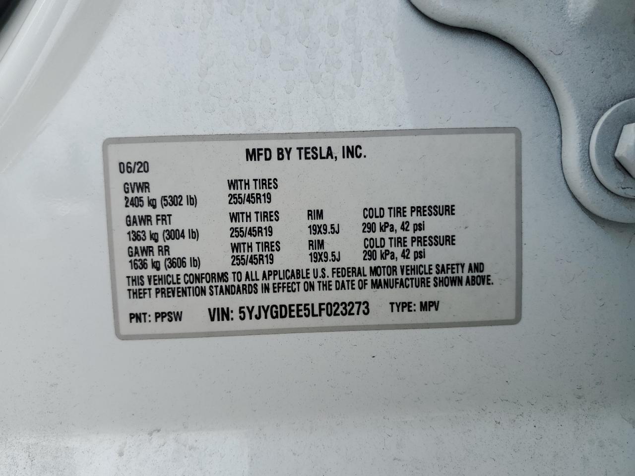 VIN 5YJYGDEE5LF023273 2020 TESLA MODEL Y no.13