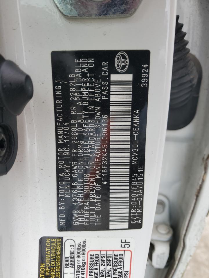 2005 Toyota Camry Le VIN: 4T1BF32K45U096136 Lot: 84036854