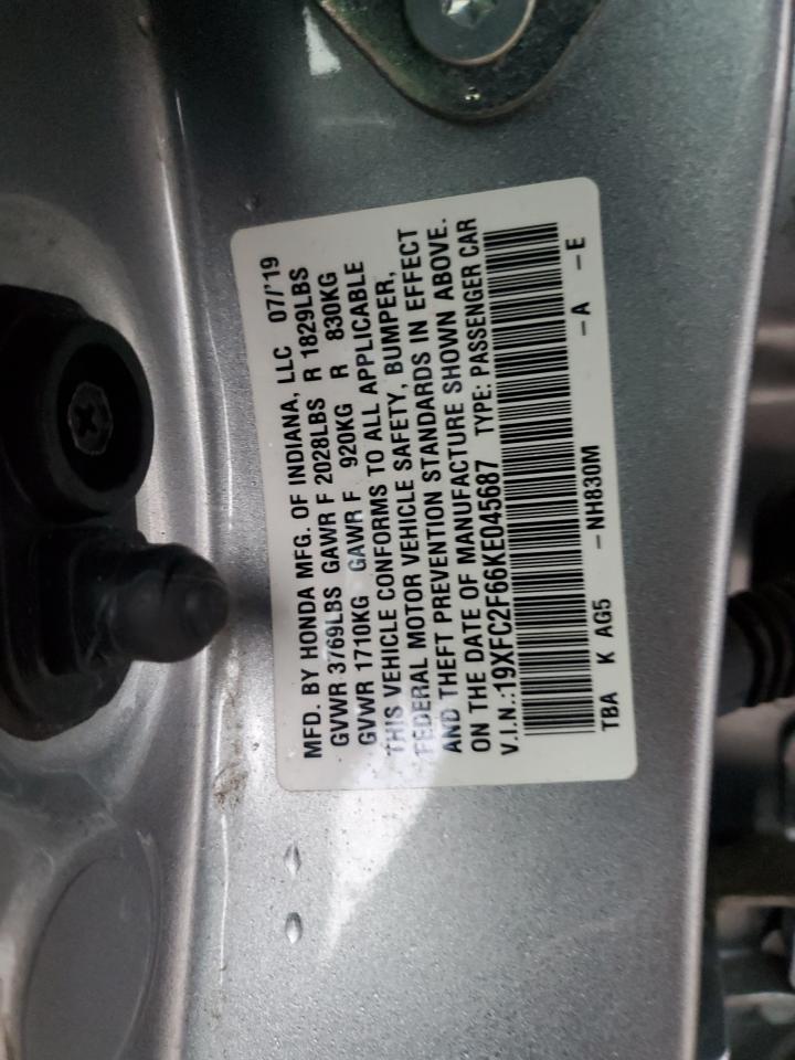 VIN 19XFC2F66KE045687 2019 HONDA CIVIC no.12