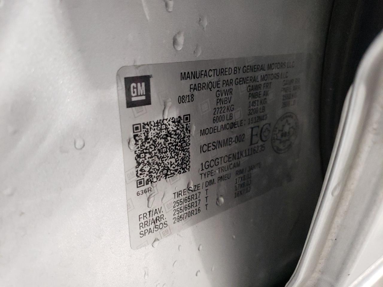 2019 Chevrolet Colorado Lt VIN: 1GCGTCEN1K1116235 Lot: 86804124