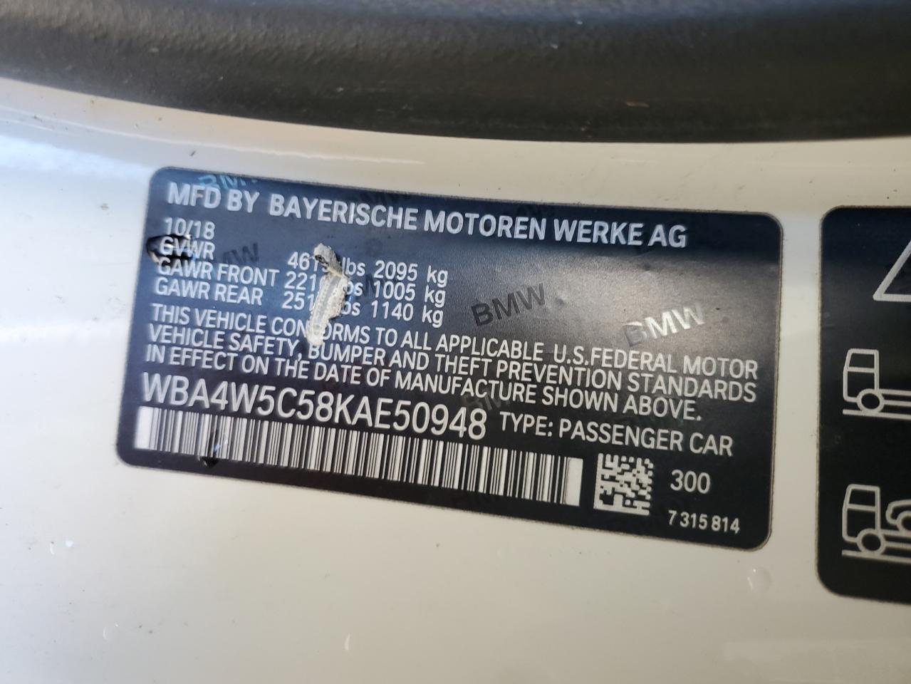 WBA4W5C58KAE50948 2019 BMW 4 SERIES - Image 12