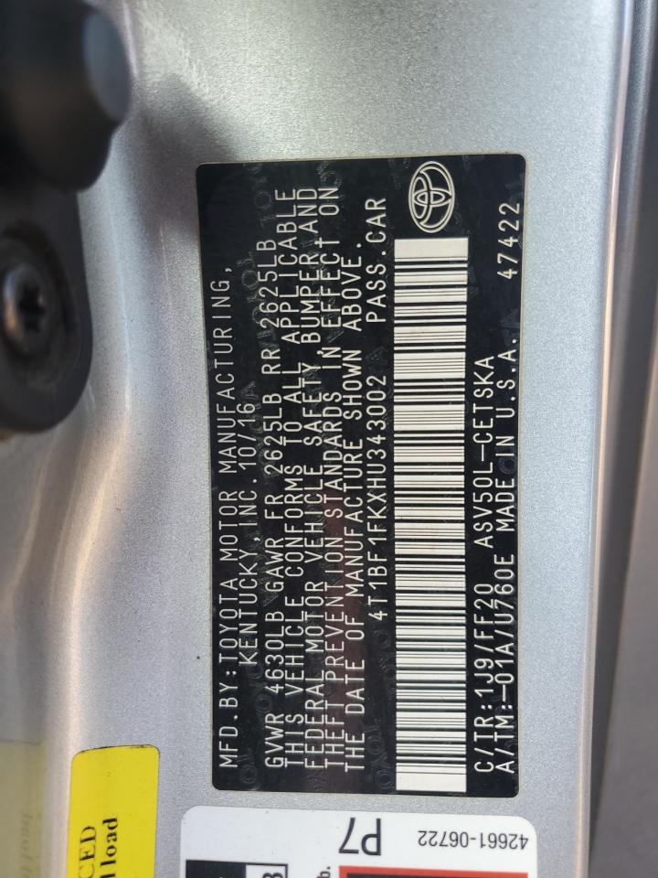 VIN 4T1BF1FKXHU343002 2017 TOYOTA CAMRY no.12