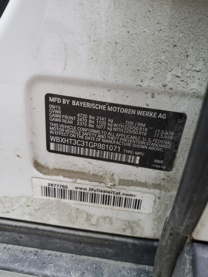 2016 BMW X1 xDrive28I VIN: WBXHT3C31GP881071 Lot: 85799874