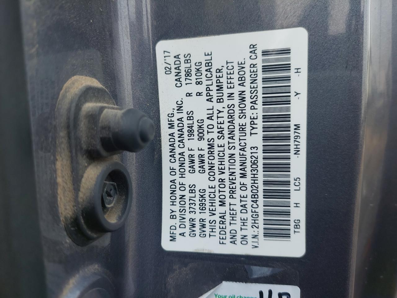 2HGFC4B02HH306213 - 2017 Honda CIVIC - #86788844