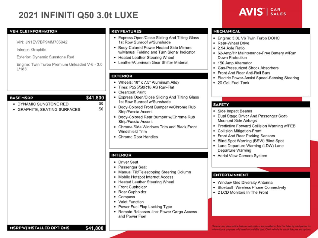 VIN JN1EV7BP9MM705942 2021 INFINITI Q50 no.12