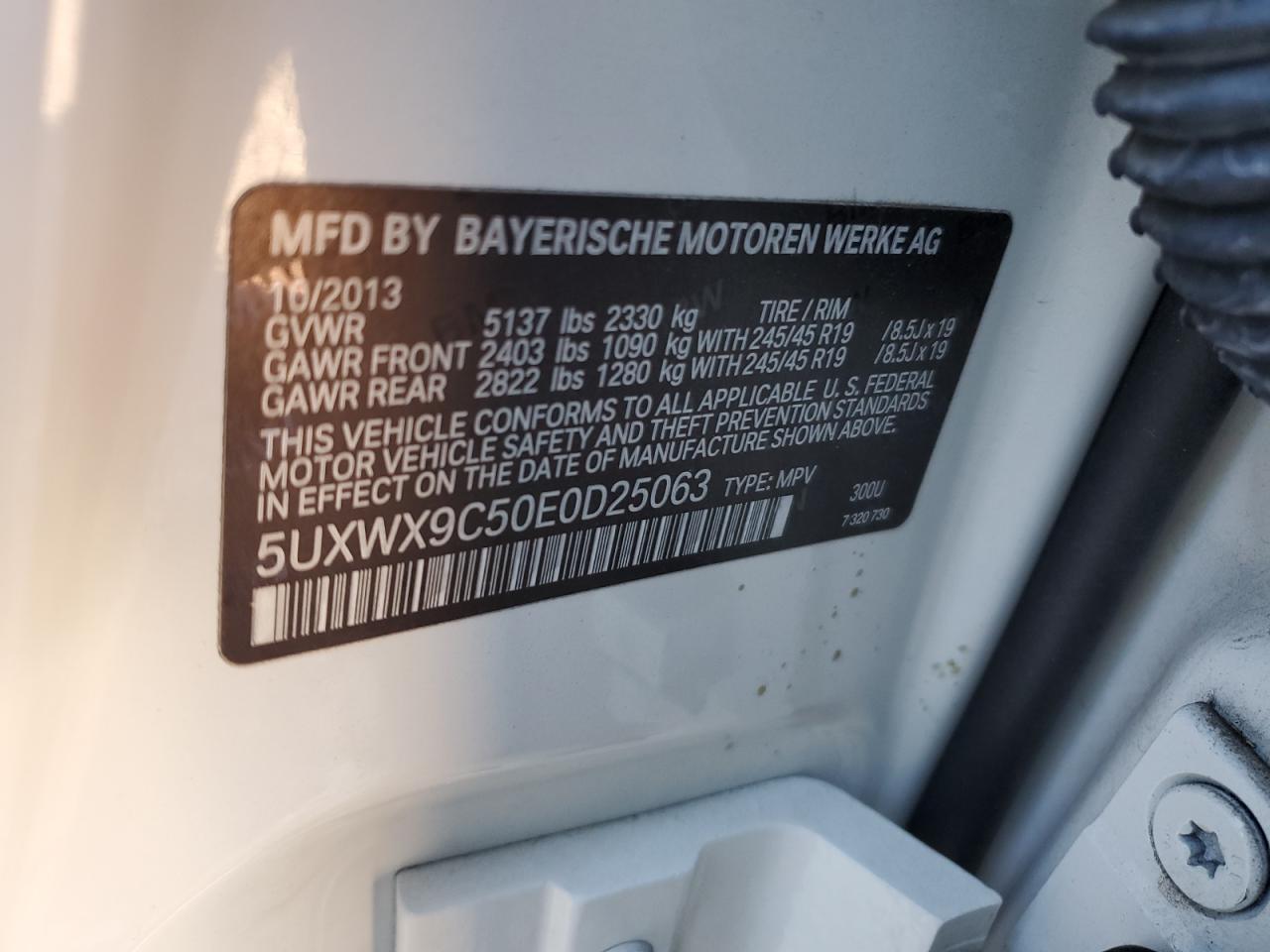 2014 BMW X3 xDrive28I VIN: 5UXWX9C50E0D25063 Lot: 84296664