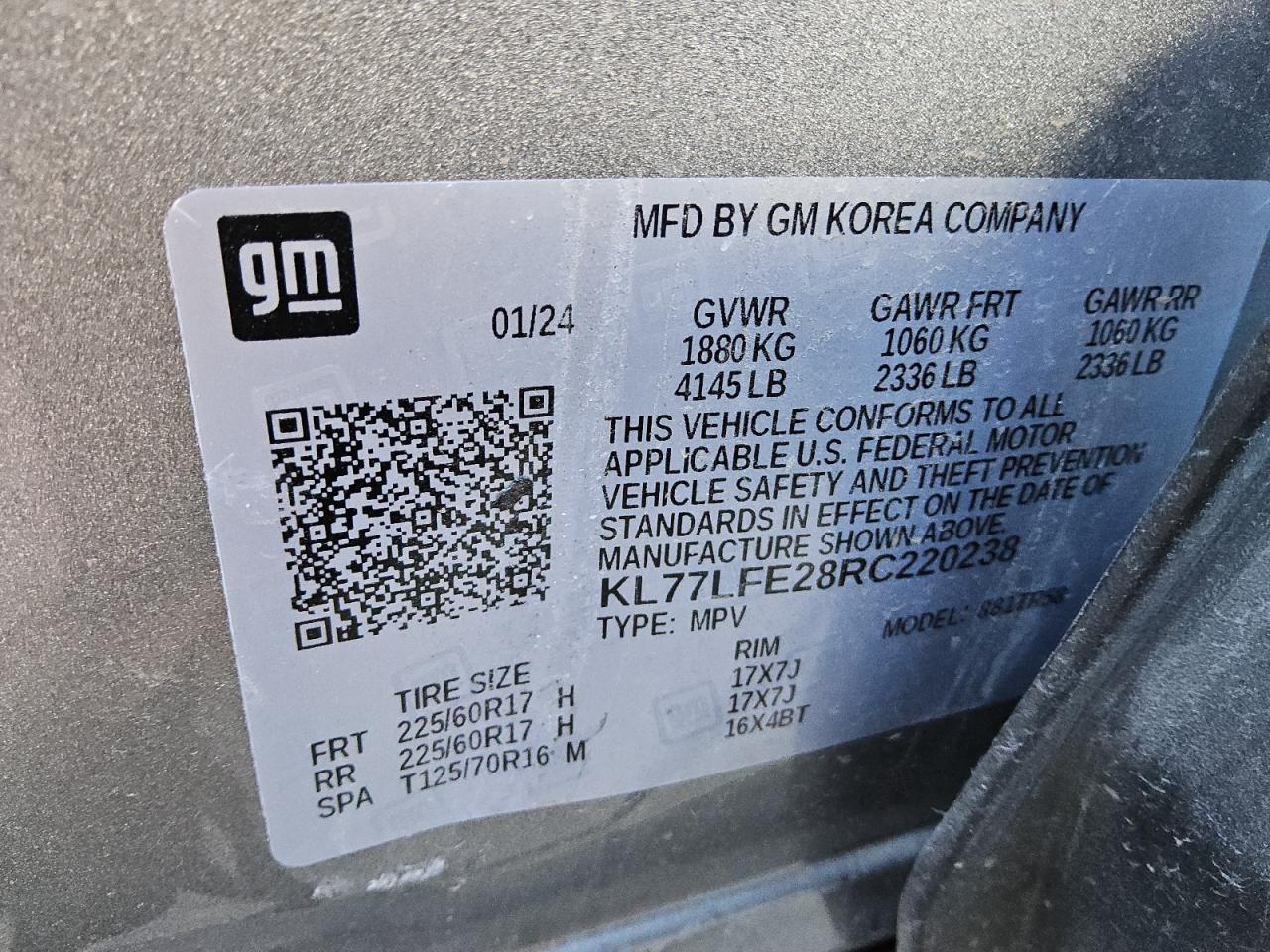 VIN KL77LFE28RC220238 2024 CHEVROLET TRAX no.13