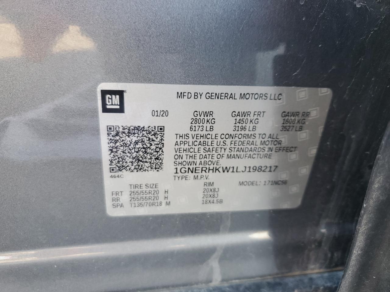 2020 Chevrolet Traverse Lt VIN: 1GNERHKW1LJ198217 Lot: 85557994