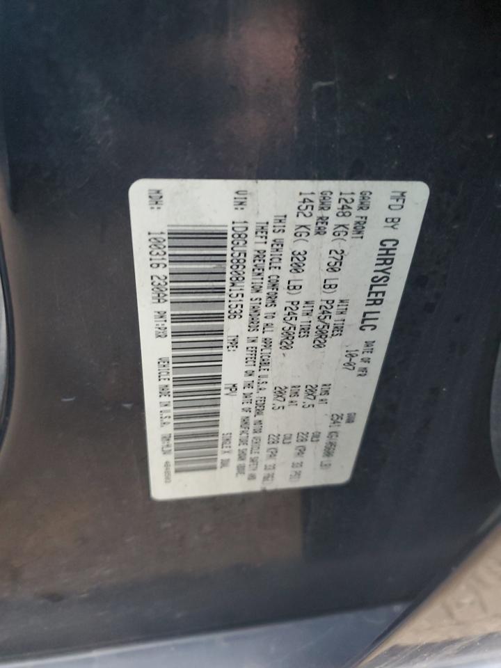 2008 Dodge Nitro R/T VIN: 1D8GU58608W151536 Lot: 84263054