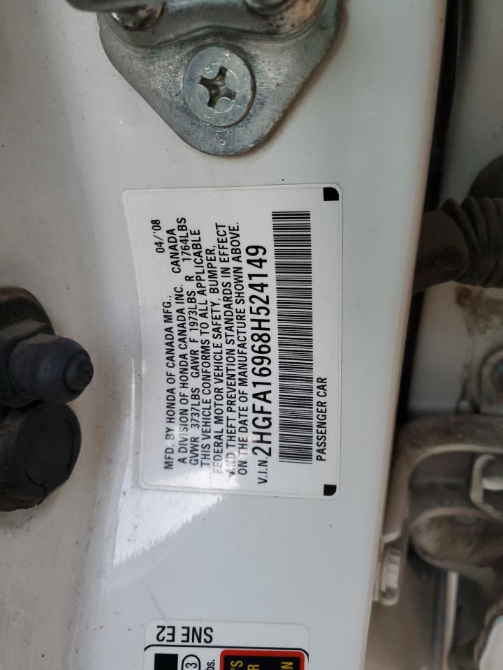 2008 Honda Civic Exl VIN: 2HGFA16968H524149 Lot: 86283544