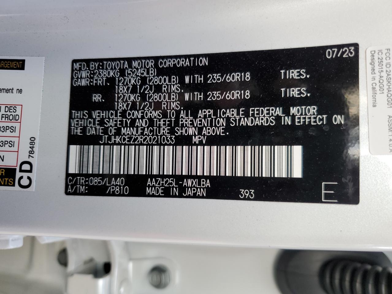 2024 Lexus Nx 350H Base VIN: JTJHKCEZ2R2021033 Lot: 86699504