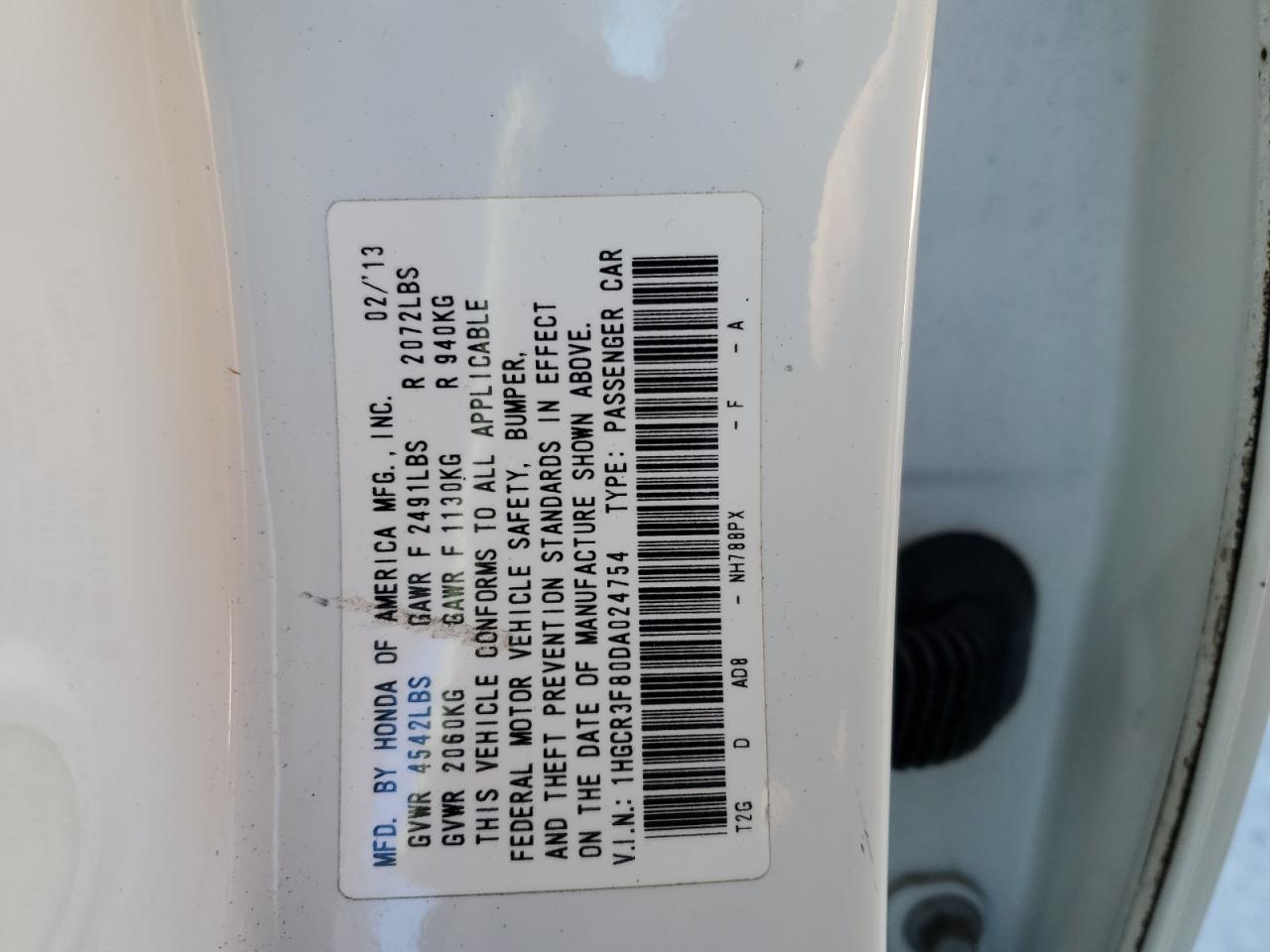 VIN 1HGCR3F80DA024754 2013 HONDA ACCORD no.12