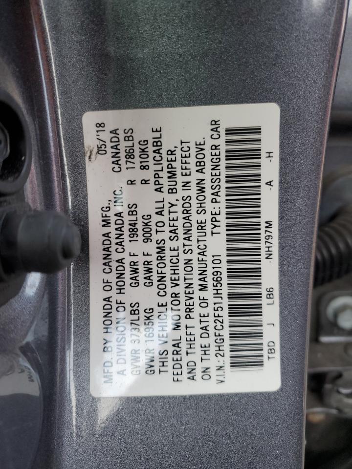 VIN 2HGFC2F51JH569101 2018 HONDA CIVIC no.12