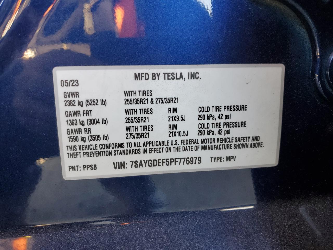 2023 Tesla Model Y VIN: 7SAYGDEF5PF776979 Lot: 84487764