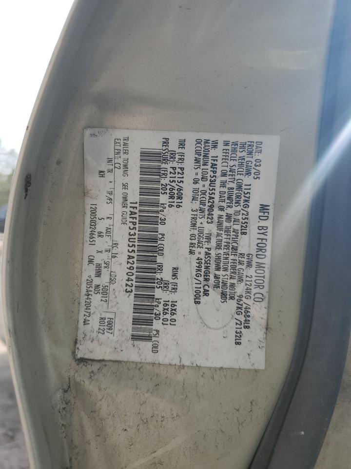 2005 Ford Taurus Se VIN: 1FAFP53U55A290423 Lot: 85496814