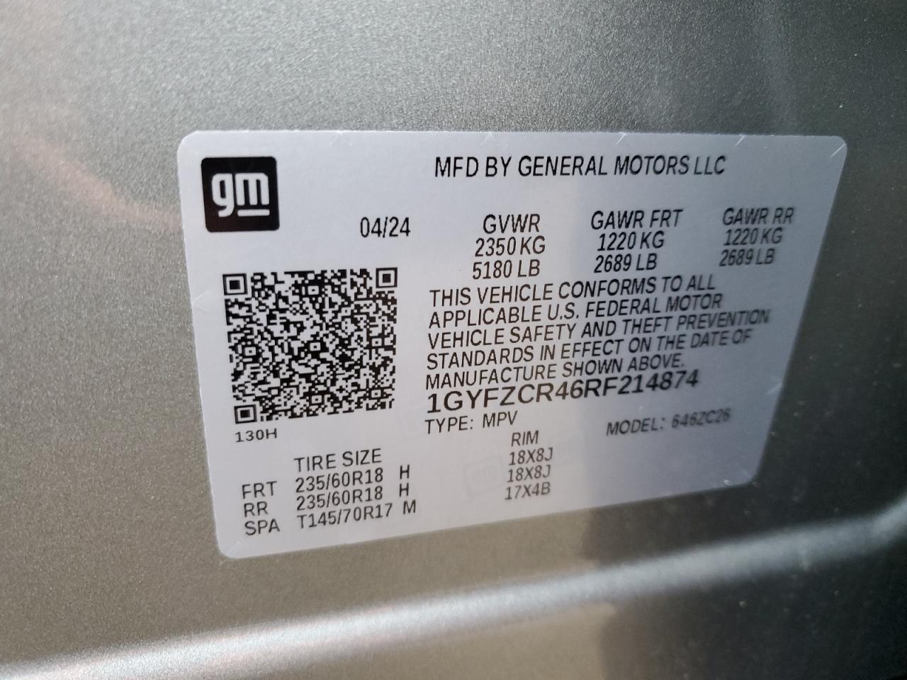 VIN 1GYFZCR46RF214874 2024 CADILLAC XT4 no.13