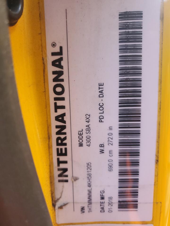 2019 International 4000 4300 VIN: 1HTMMMML4KH581205 Lot: 82664364