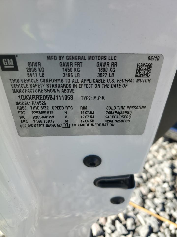 2011 GMC Acadia Slt-1 VIN: 1GKKRRED6BJ111068 Lot: 86213824