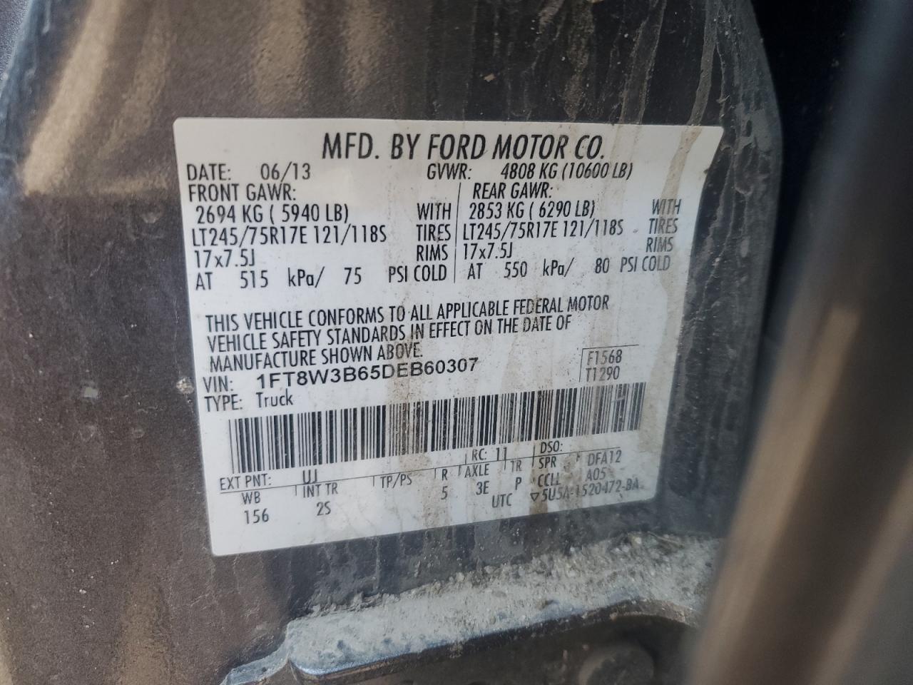 VIN 1FT8W3B65DEB60307 2013 FORD F350 no.12