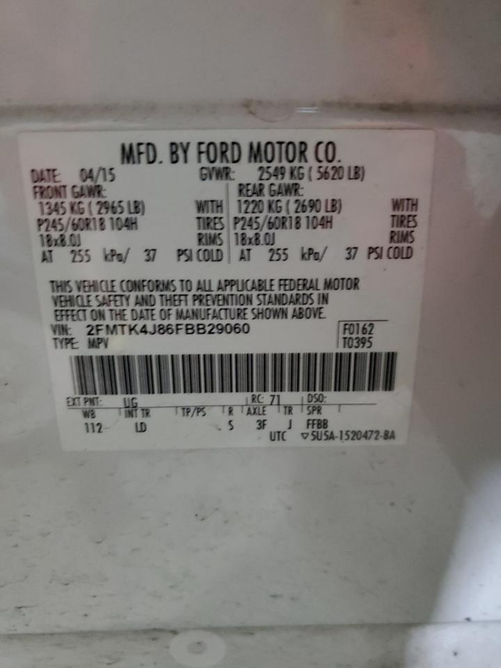 VIN 2FMTK4J86FBB29060 2015 FORD EDGE no.13