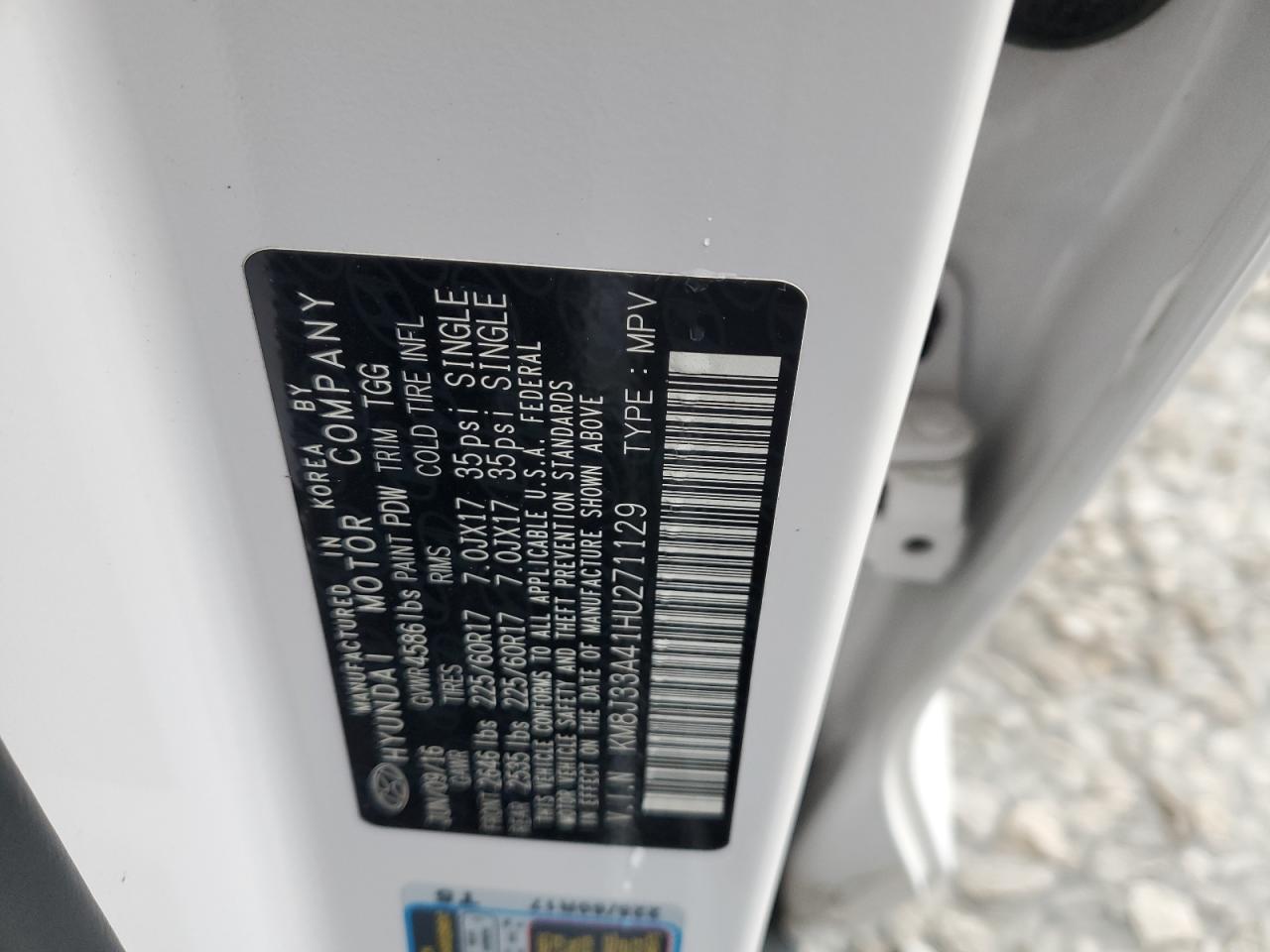 2017 Hyundai Tucson Limited VIN: KM8J33A41HU271129 Lot: 85991004