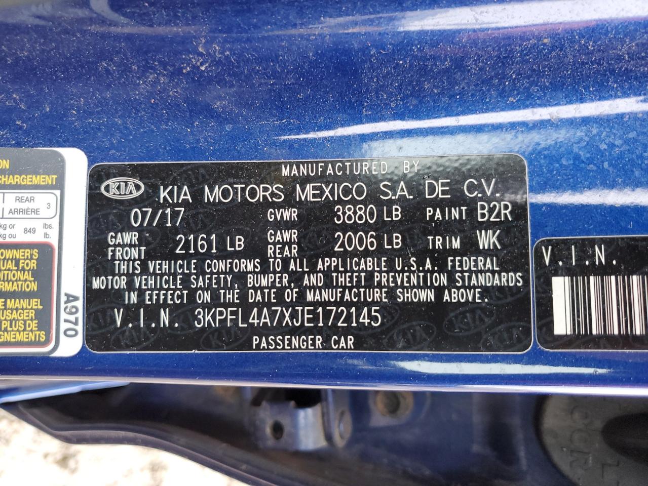 2018 Kia Forte Lx VIN: 3KPFL4A7XJE172145 Lot: 84686494