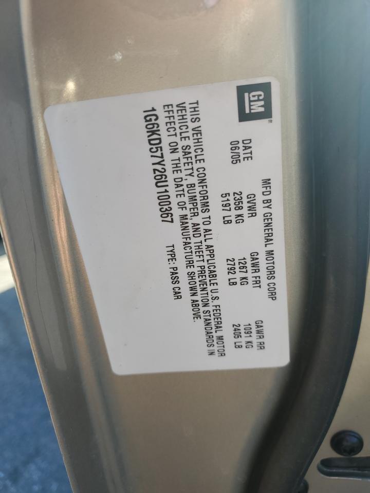 2006 Cadillac Dts VIN: 1G6KD57Y26U100367 Lot: 85876054