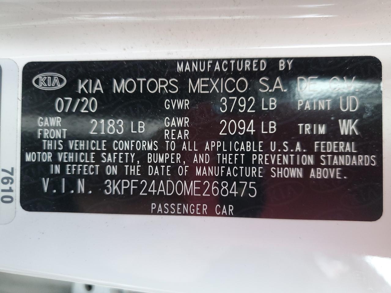 VIN 3KPF24AD0ME268475 2021 KIA FORTE no.13