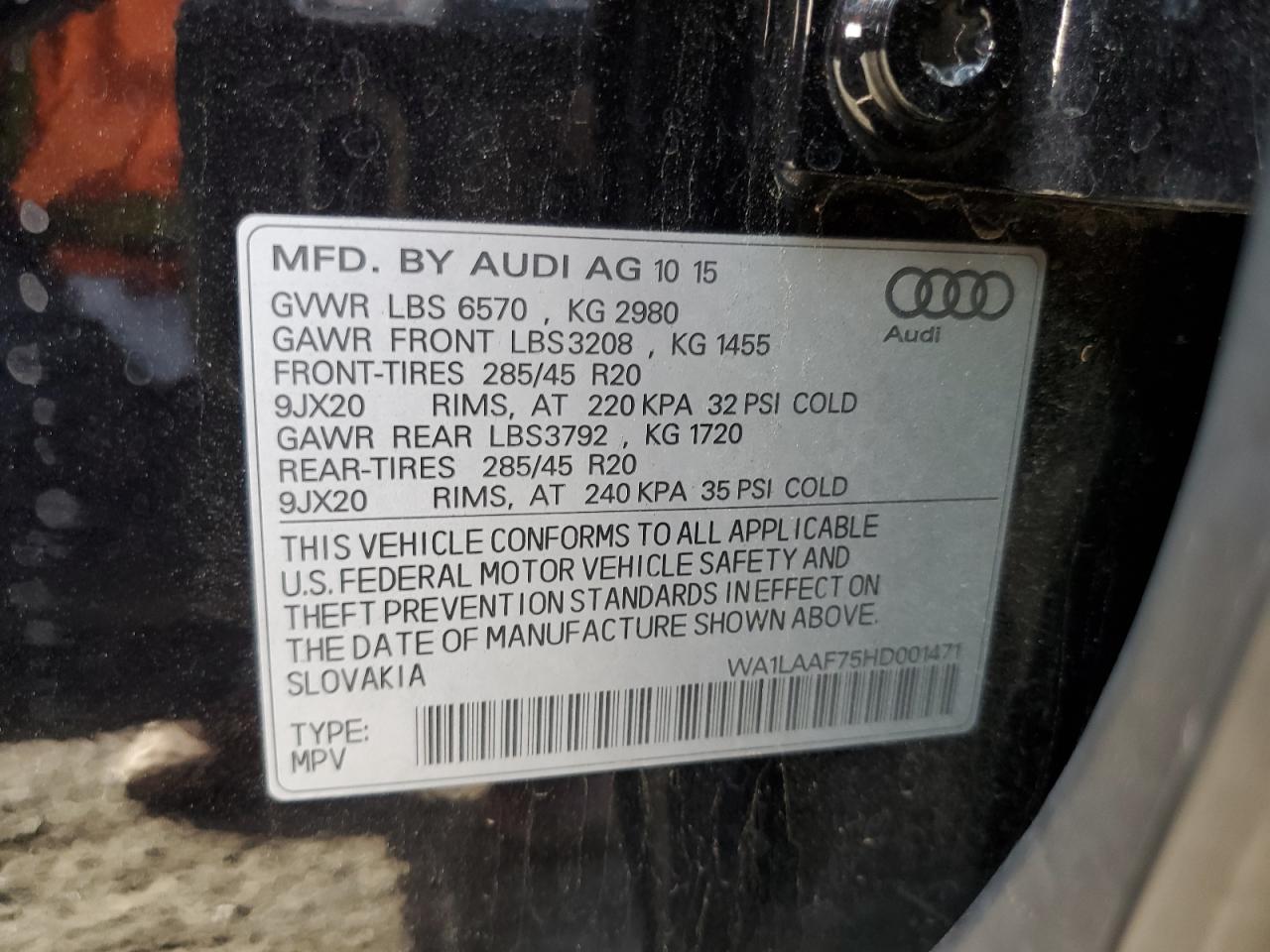 VIN WA1LAAF75HD001471 2017 AUDI Q7 no.13