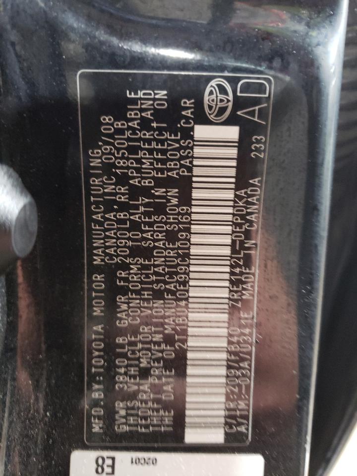 2009 Toyota Corolla Base VIN: 2T1BU40E99C109169 Lot: 82814924