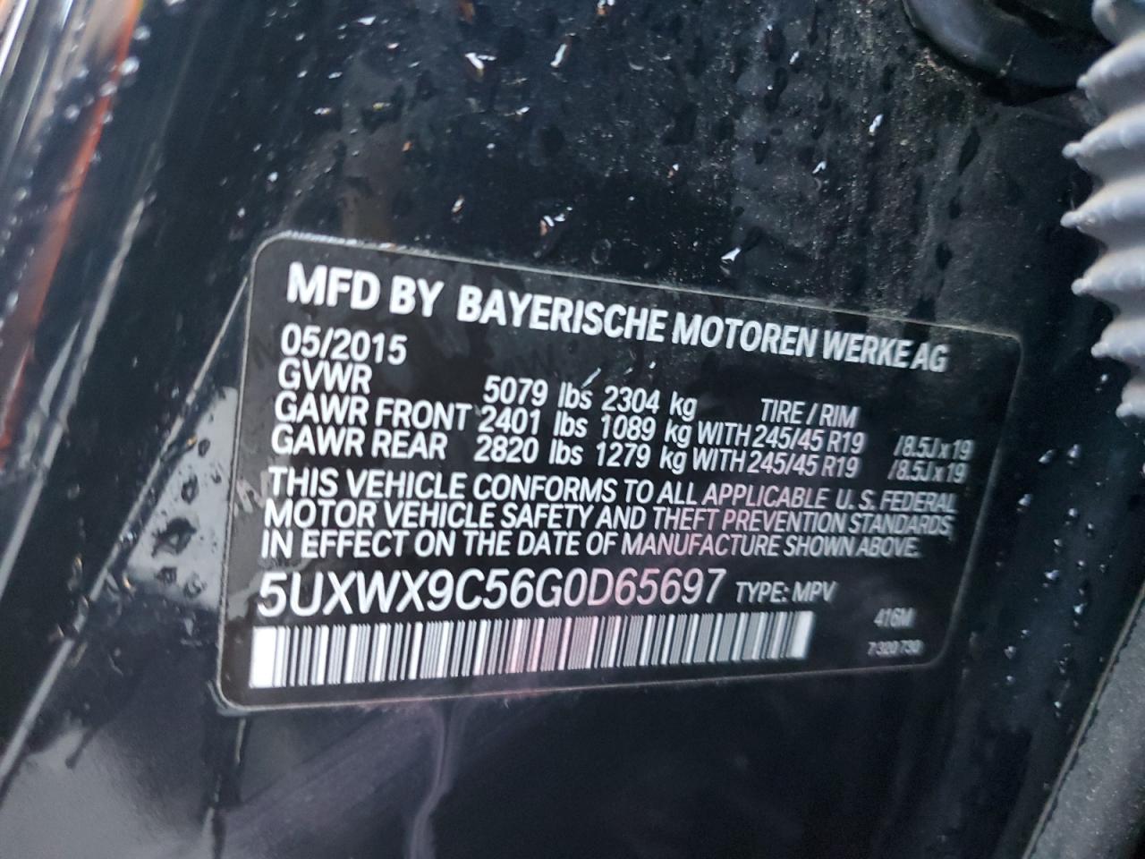 VIN 5UXWX9C56G0D65697 2016 BMW X3 no.13