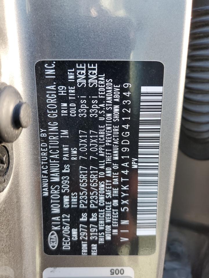 2013 Kia Sorento Lx VIN: 5XYKT4A19DG412349 Lot: 84633534