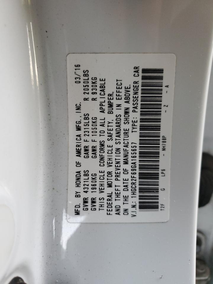 VIN 1HGCR2F69GA165657 2016 HONDA ACCORD no.12