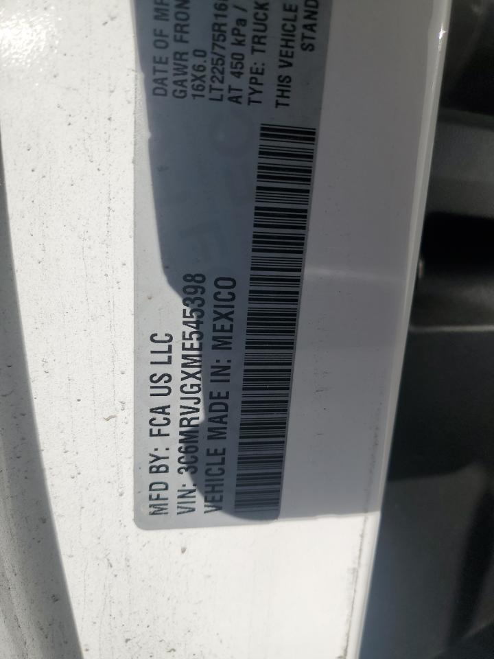 2021 Ram Promaster 3500 3500 High VIN: 3C6MRVJGXME545398 Lot: 86089724