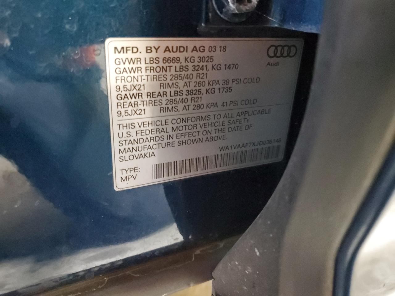 VIN WA1VAAF7XJD036148 2018 AUDI Q7 no.14