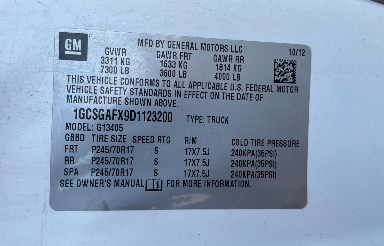 VIN 1GCSGAFX9D1123200 2013 CHEVROLET EXPRESS no.10